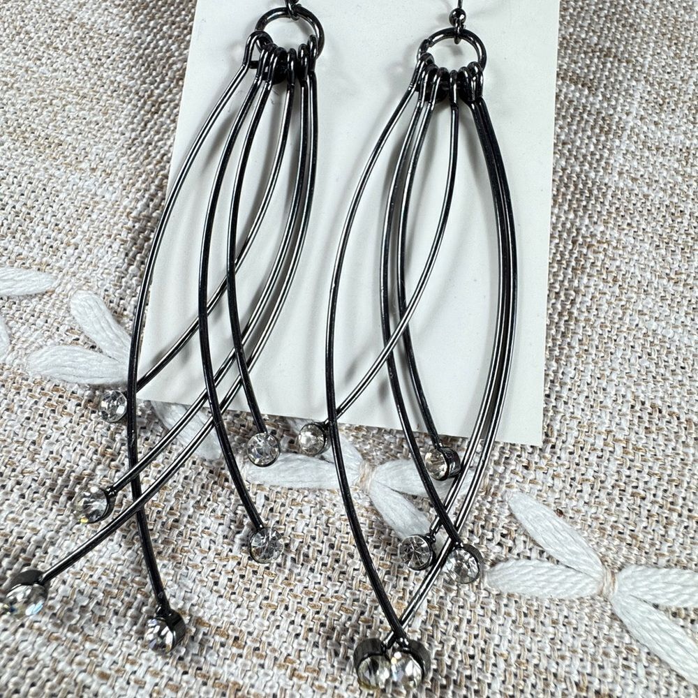 Zara Black and Silver Cascade Earrings